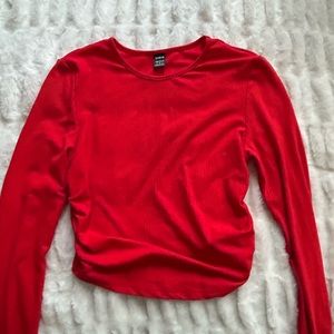 red tight long sleeve